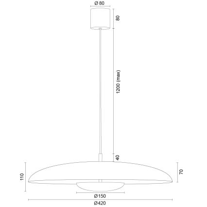 Argon 8867 - Lampadario a sospensione con cavo BOLTON LED/12,5W/230V 3000K bianco