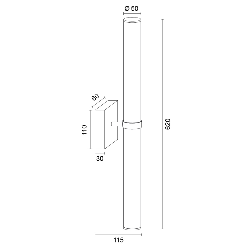 Argon 8925 - Lampada LED per specchio da bagno BATUMI, 24W, 230V, 3000K, IP44, cromo lucido