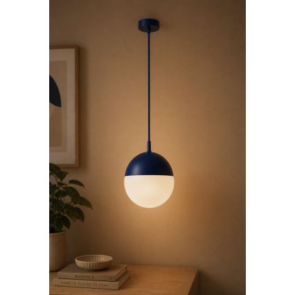 Argon 9000 - Lampada a sospensione da esterno su cavo LIV 1xE27/15W/230V IP44 blu