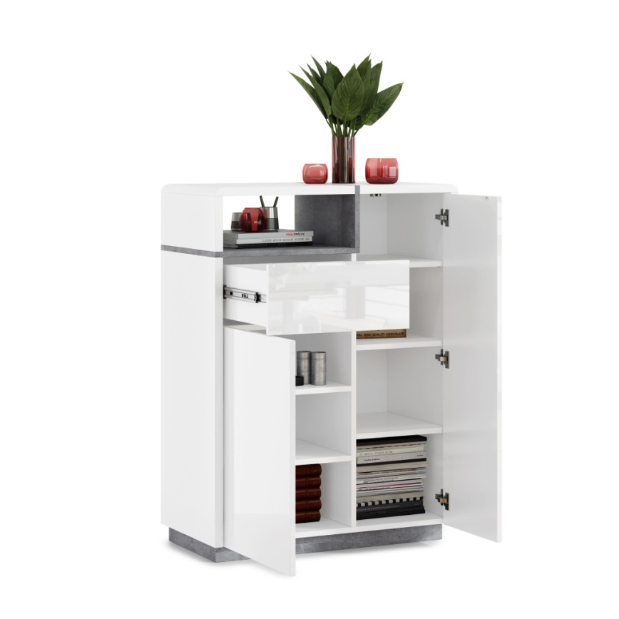 Armadietto con cassetto FRED bianco/grigio