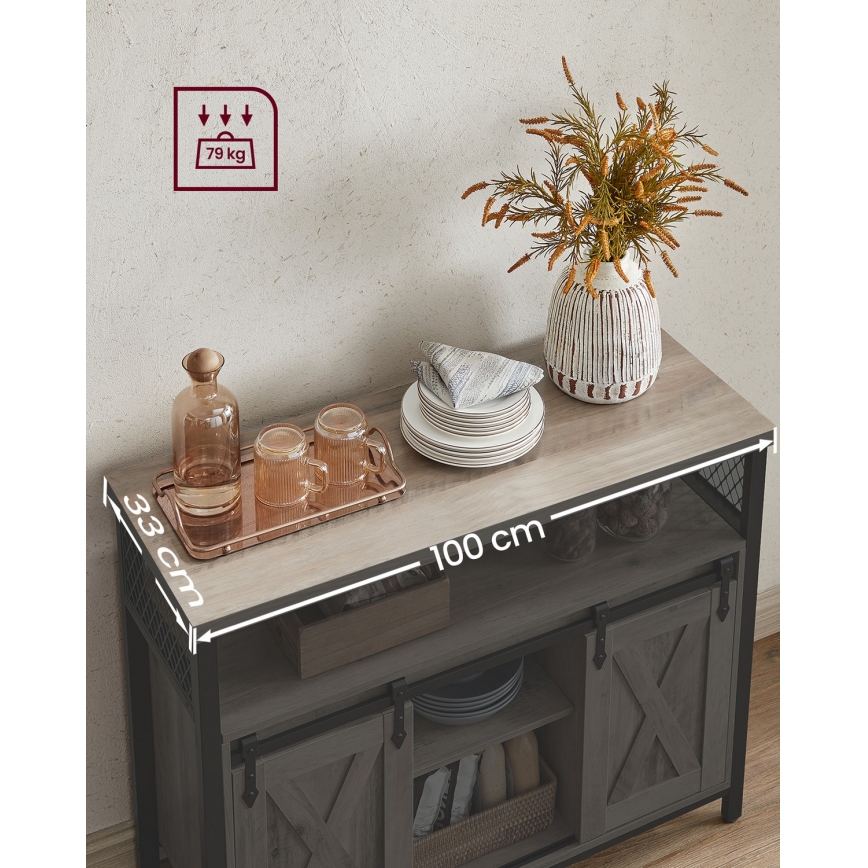 Armadietto con porte scorrevoli FIRA taupe/nero