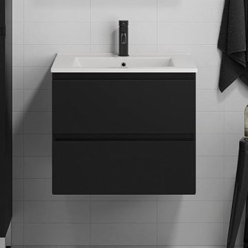 Armadietto da bagno con lavandino CONOR 61 cm nero