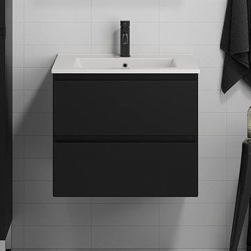 Armadietto da bagno con lavandino CONOR 61 cm nero