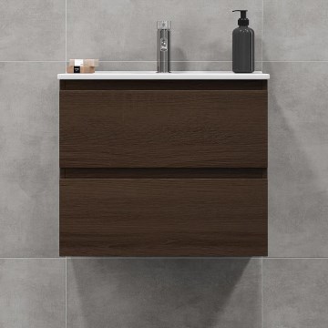 Armadietto da bagno con lavandino CONOR 61 cm noce