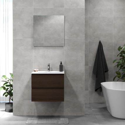 Armadietto da bagno con lavandino CONOR 61 cm noce