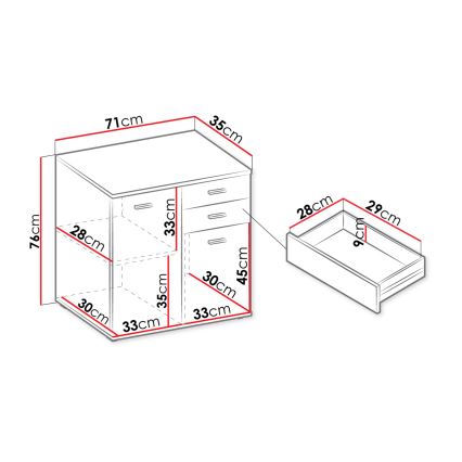 Armadietto MIKE 76x71 cm bianco