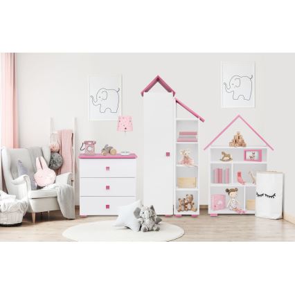Armadietto PABIS 87x83 cm bianco/rosa