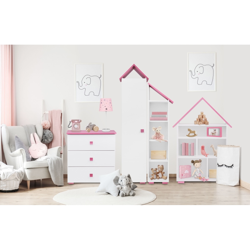 Armadietto PABIS 87x83 cm bianco/rosa