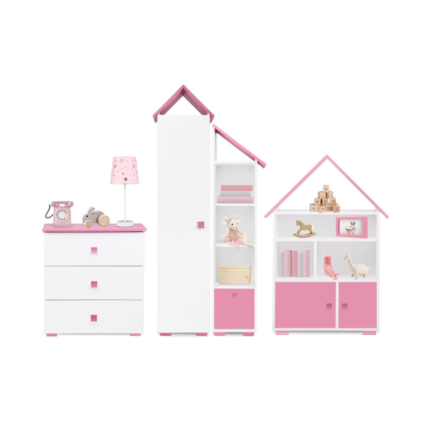 Armadietto PABIS 87x83 cm bianco/rosa