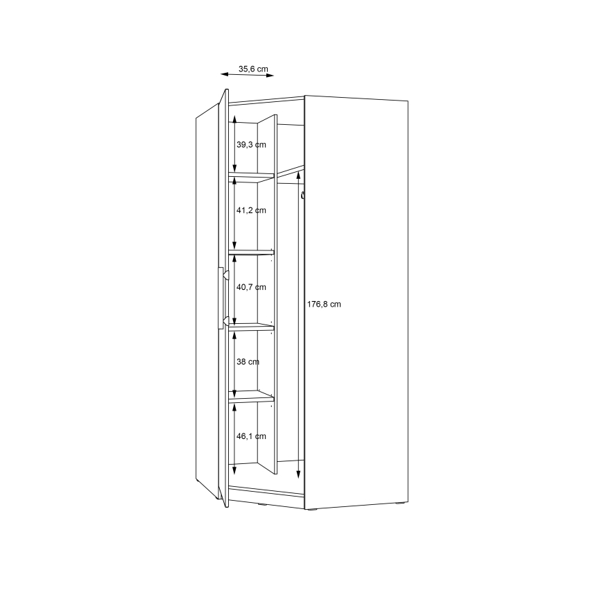 Armadio angolare MARO 94x213 cm rovere artisan