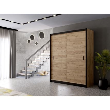 Armadio con ante scorrevoli SAPHIRA 203x215 cm quercia craft