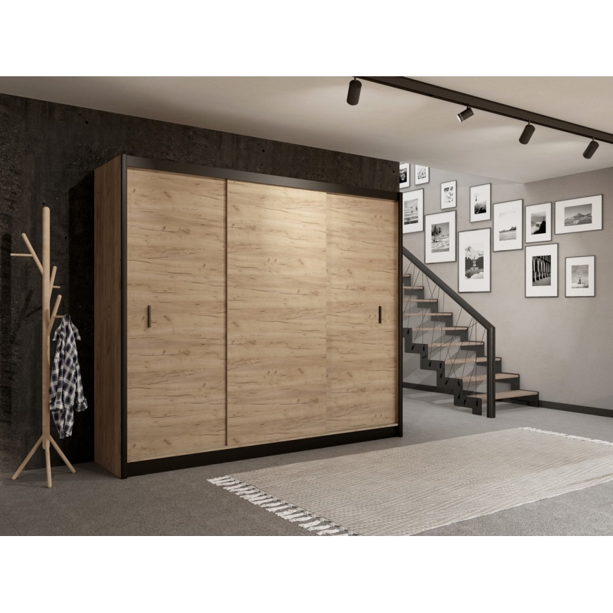 Armadio con ante scorrevoli SAPHIRA 250x215 cm quercia craft