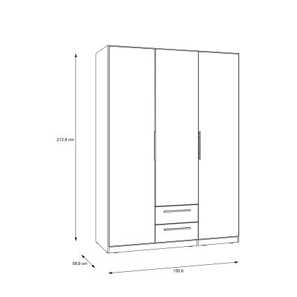 Armadio con specchio MARO 150x213 cm rovere artisan