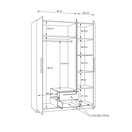 Armadio con specchio MARO 150x213 cm rovere artisan
