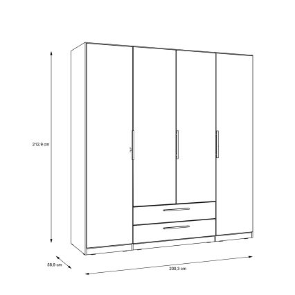 Armadio con specchio MARO 200x213 cm rovere artisan