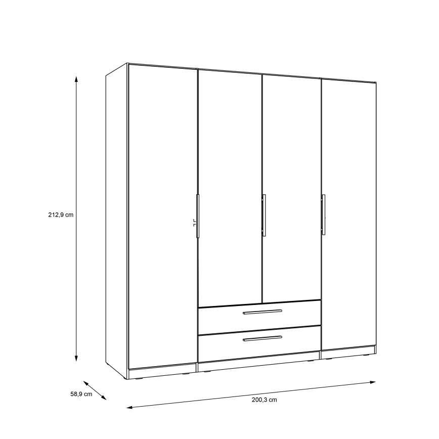 Armadio con specchio MARO 200x213 cm rovere artisan
