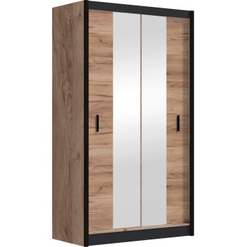 Armadio con specchio MIRO 120x215 cm quercia craft/nero