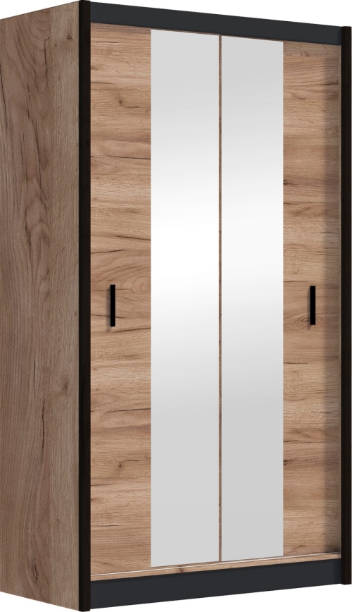Armadio con specchio MIRO 120x215 cm quercia craft/nero
