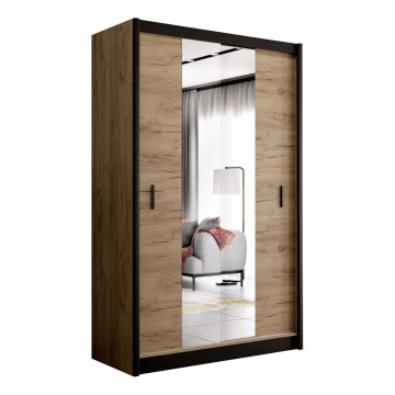 Armadio con specchio MIRO 150x215 cm quercia craft/nero