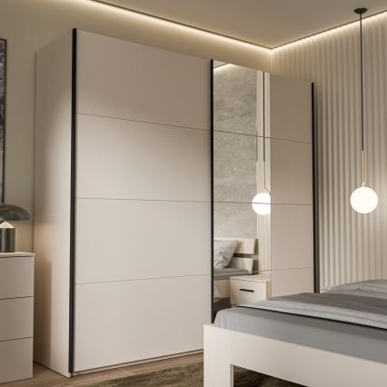 Armadio con specchio ODEN 220x210 cm beige