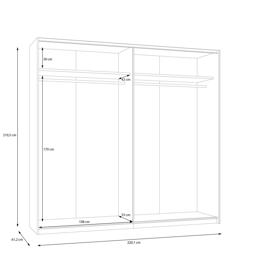 Armadio con specchio ODEN 220x210 cm beige