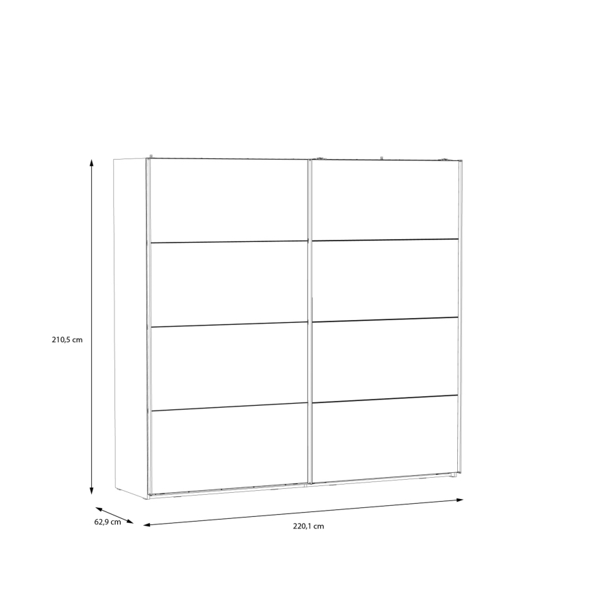 Armadio con specchio OREN 220x210 cm rovere artisan