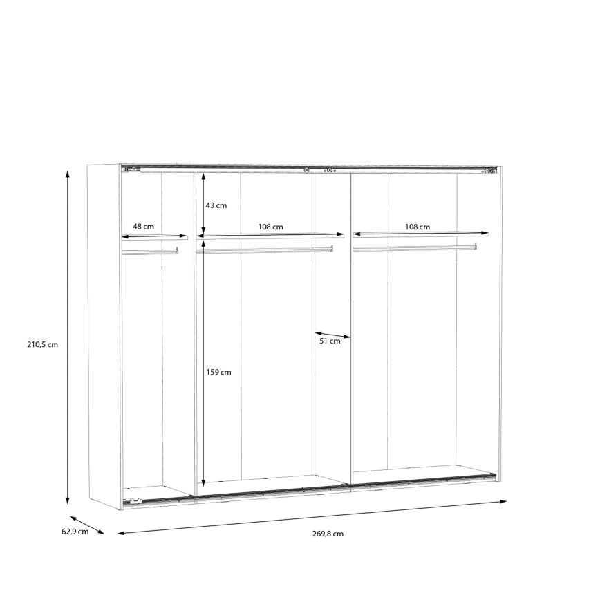 Armadio con specchio OREN 270x210 cm rovere Artisan