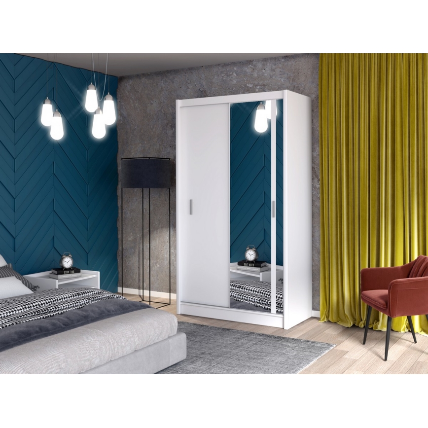 Armadio con specchio SABRINA 120x215 cm bianco