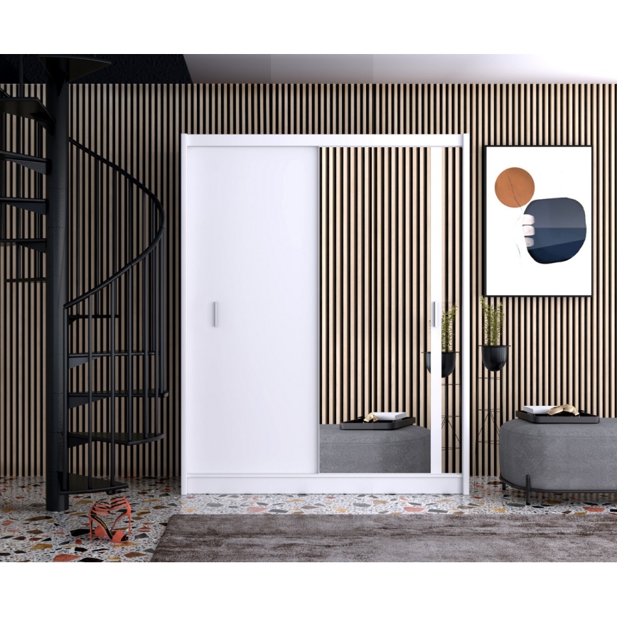 Armadio con specchio SABRINA 180x215 cm bianco