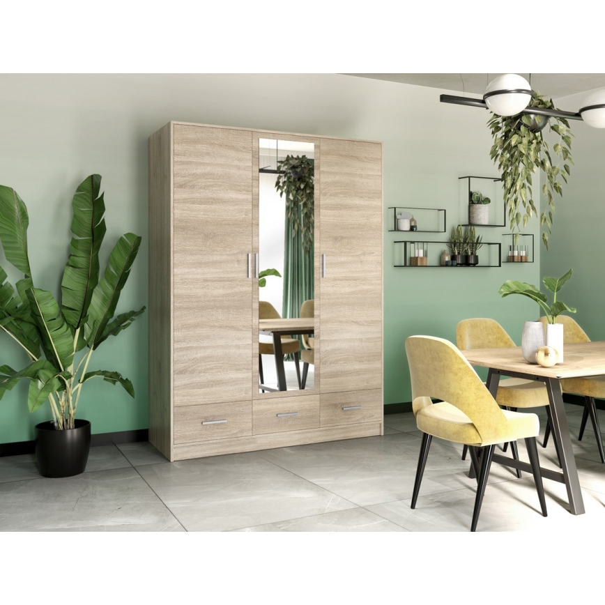 Armadio con specchio SANNA 150x215 cm quercia sonoma