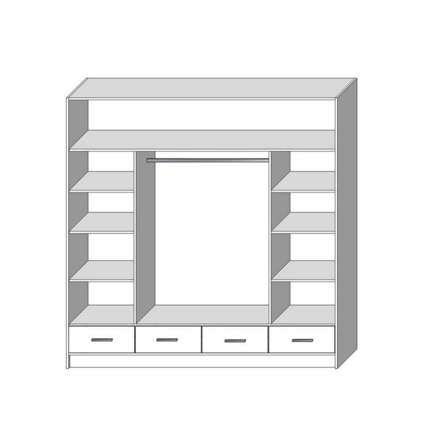 Armadio con specchio SANNA 200x215 cm bianco