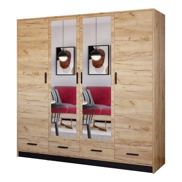 Armadio con specchio SANNA 200x215 cm quercia craft