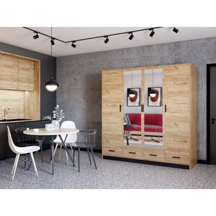 Armadio con specchio SANNA 200x215 cm quercia craft