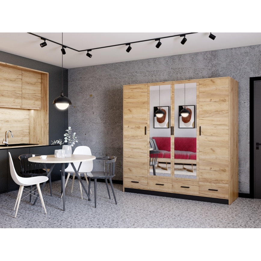 Armadio con specchio SANNA 200x215 cm quercia craft
