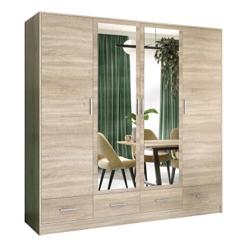 Armadio con specchio SANNA 200x215 cm quercia sonoma