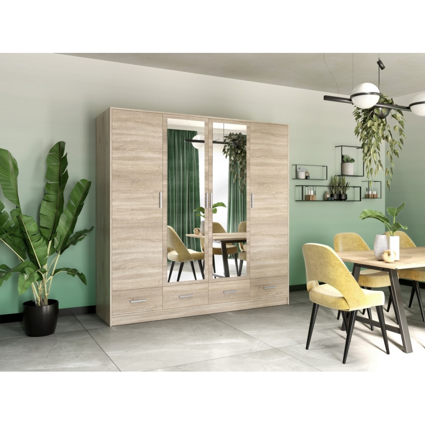Armadio con specchio SANNA 200x215 cm quercia sonoma