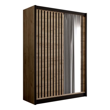 Armadio con specchio SANTINO 150x215 cm quercia craft/nero