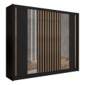 Armadio con specchio SANTINO 250x215 cm nero/quercia craft