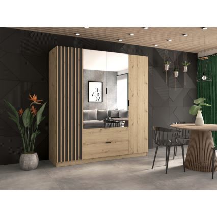 Armadio con specchio VISTA 200x215 cm quercia artisan/grafite