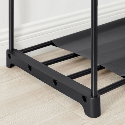 Armadio contenitore MATIS 138x182 cm con ripiani e asta appendiabiti, nero