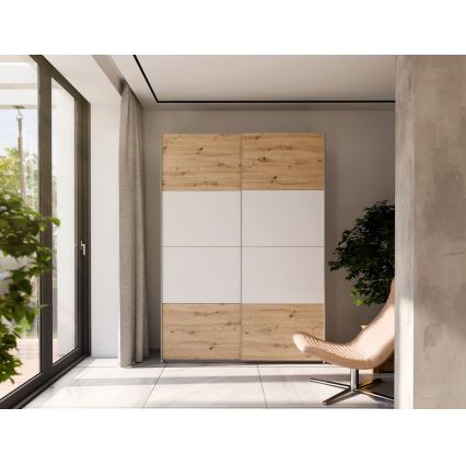 Armadio guardaroba KARO 150x210 cm bianco/rovere artisan