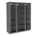 Armadio in tessuto con ripiani e barra appendiabiti MATIS 150x175 cm grigio