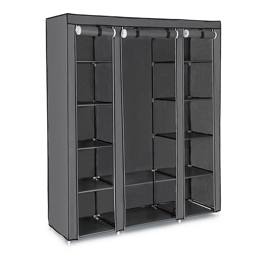 Armadio in tessuto con ripiani e barra appendiabiti MATIS 150x175 cm grigio