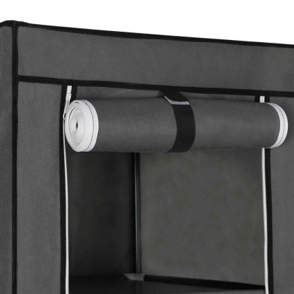 Armadio in tessuto con ripiani e barra appendiabiti MATIS 150x175 cm grigio