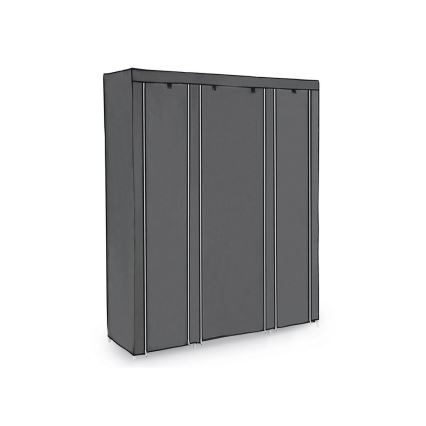 Armadio in tessuto con ripiani e barra appendiabiti MATIS 150x175 cm grigio