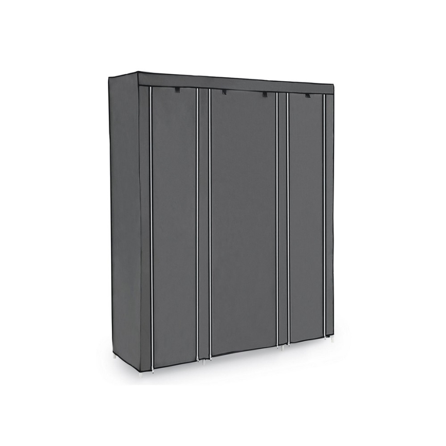 Armadio in tessuto con ripiani e barra appendiabiti MATIS 150x175 cm grigio