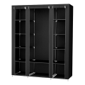 Armadio in tessuto con ripiani e barra appendiabiti MATIS 150x175 cm nero