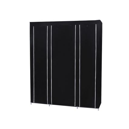 Armadio in tessuto salvaspazio con ripiani e asta appendiabiti MATIS 150x175x45 cm nero