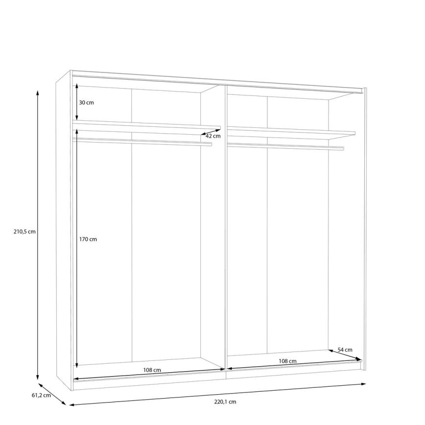 Armadio KARO 220x210x61 cm bianco