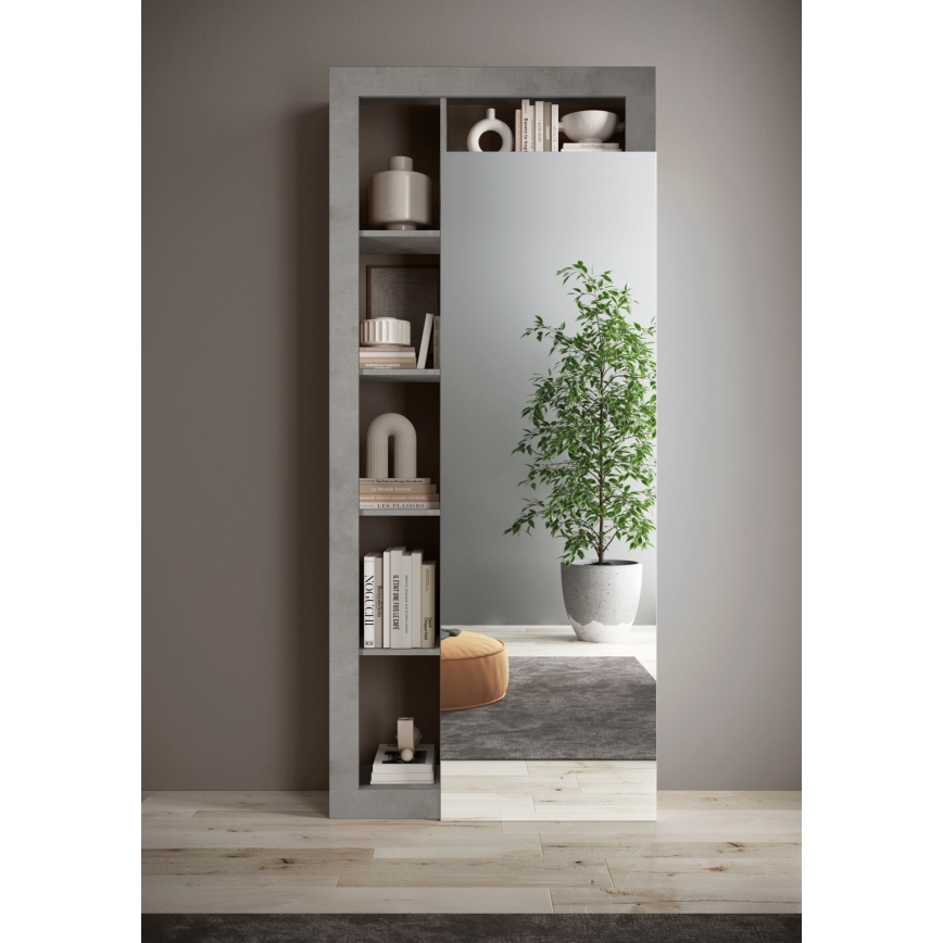 Armadio LENOR 91x209 cm bianco/grigio effetto cemento